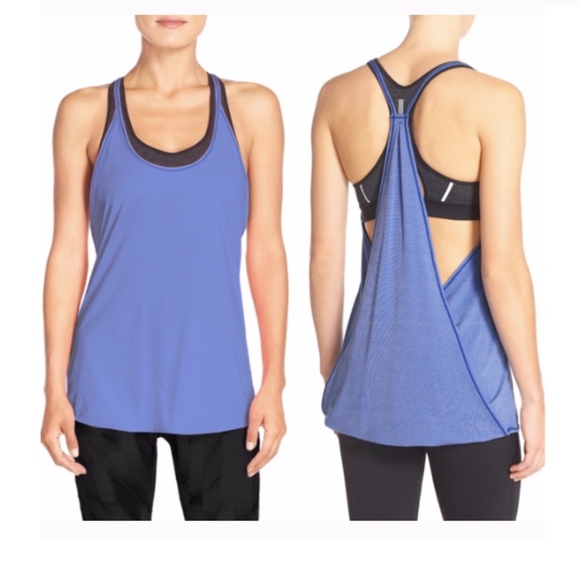 Zella Tops - NWT Zella Her Layered Tank Racerback Blue Top L